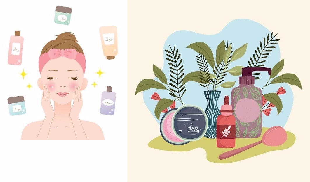 ilustrasi rutinitas skincare dan ilustrasi produk skincare-( pinterest freepik.com) - Image