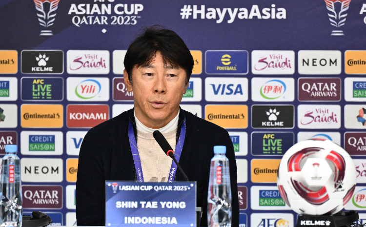 Potret Shin Tae-yong saat konferensi pers../PSSI - Image