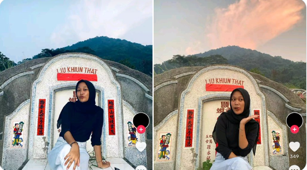 perempuan foto di tempat persembahan kuburan China tuai kecaman netizen (Sumber: X @osarragi) - Image