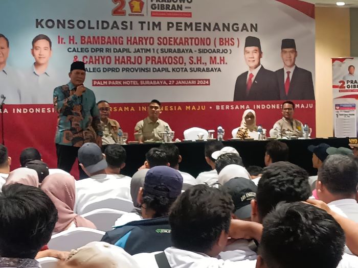 Dewan Penasihat Gerindra Jawa Timur Bambang Haryo Soekartono (BHS) optimistis Prabowo-Gibran meraup suara 50 persen. - Image