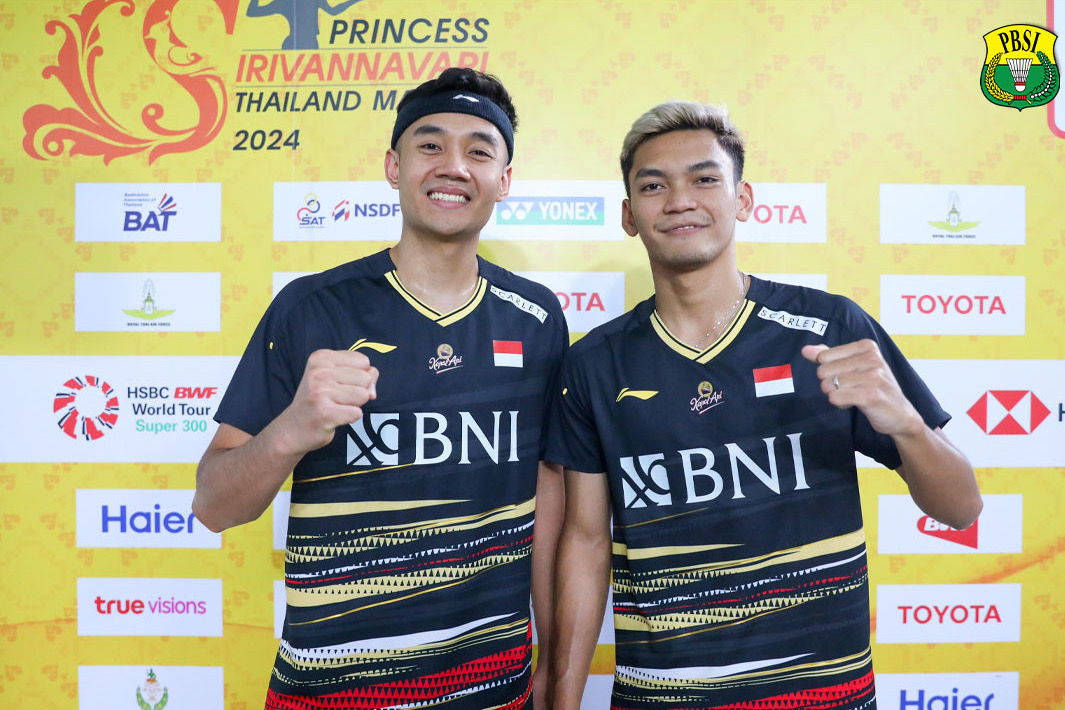 Bagas/Fikri melaju ke perempat final Thailand Masyers setelah lawannya mundur karena cedera di tengah pertandingan. - Image