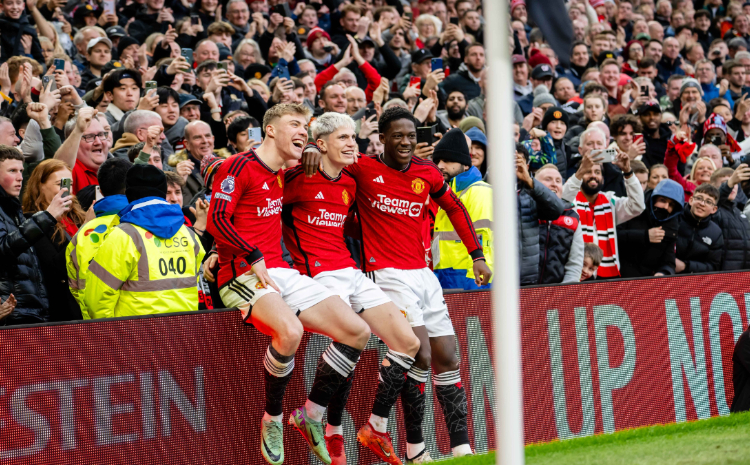 Pemain Manchester United merayakan gol saat menghadapi West Ham./X./@ManUtd - Image