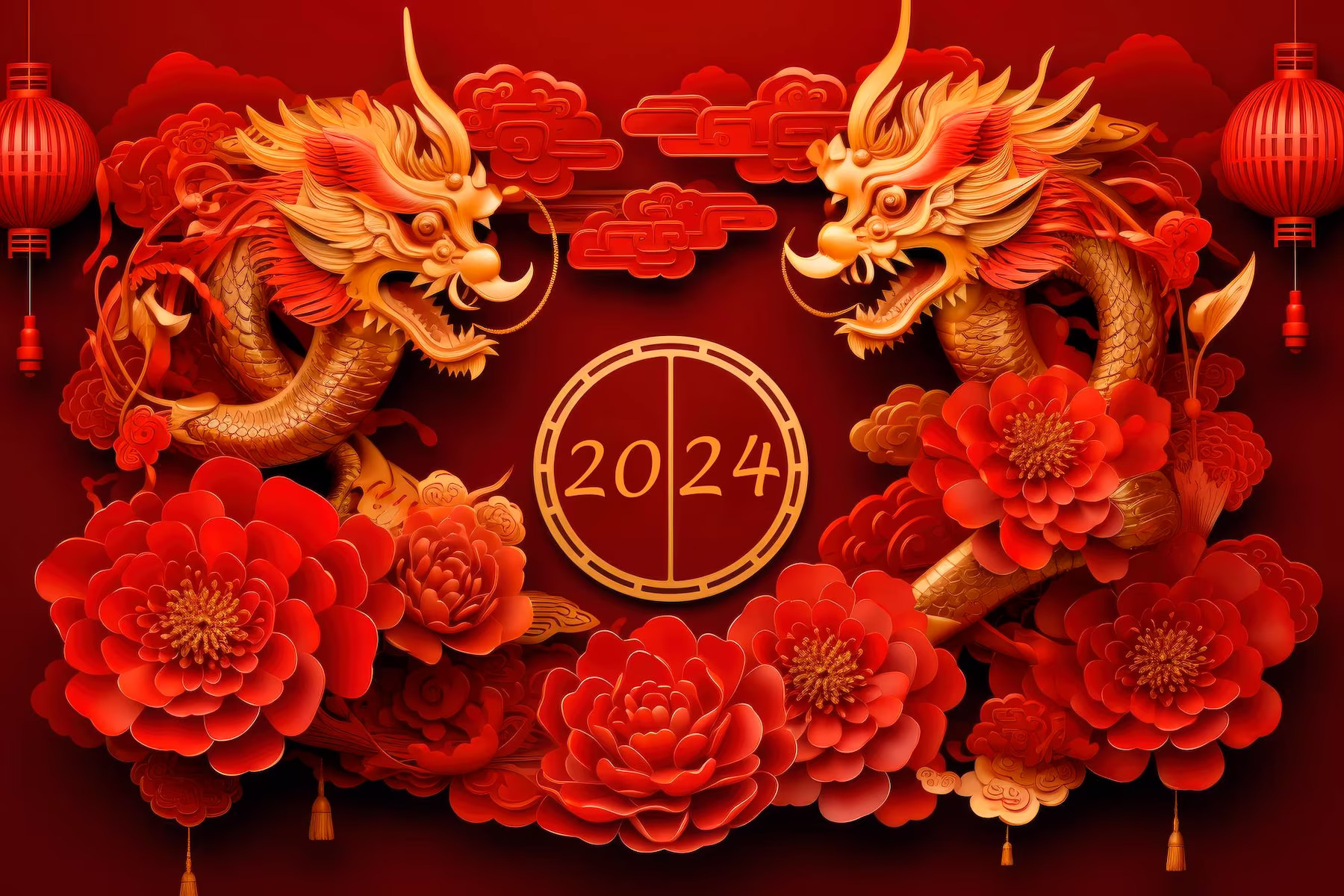 Ilustrasi Imlek 2024 Tahun Naga Kayu./(Freepik/Chandlervid85) - Image