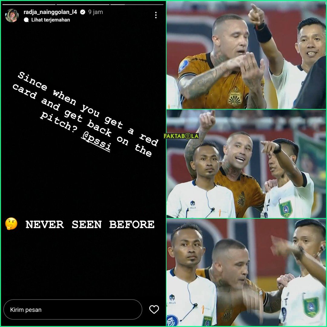 Radja Nainggolan dibuat heran dengan sesuatu yang baru dilihatnya di sepak bola Indonesia./x.com/faktabola - Image