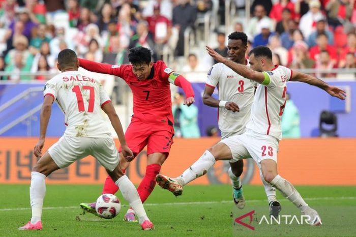 Ilustrasi pertandingan Jordania lawan Korea Selatan. - Image
