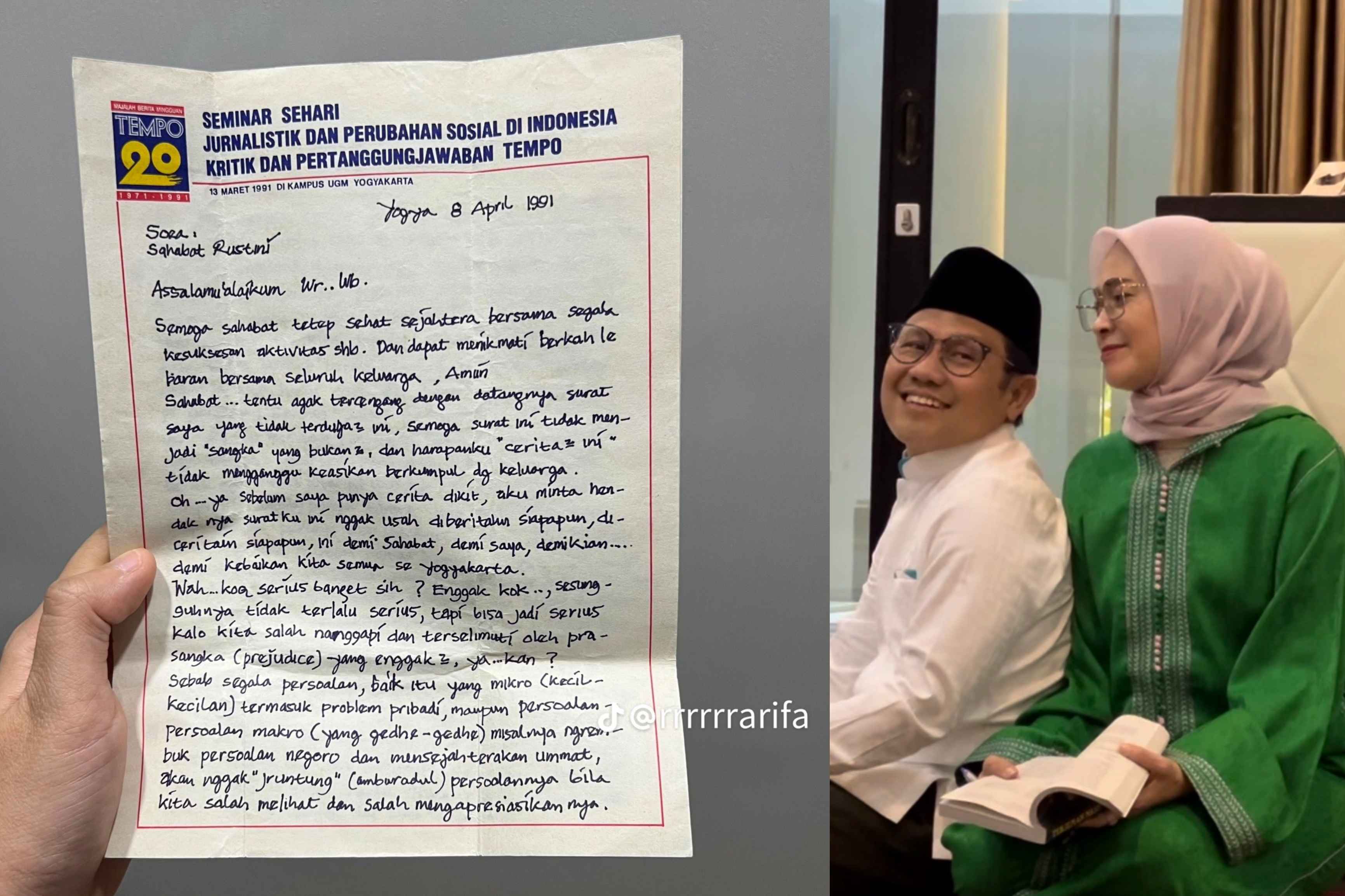 Surat cinta Cak Imin untuk istrinya. - Image