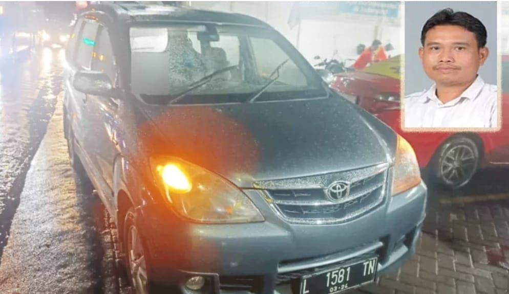 Manajer Sistem Distribusi Barat PDAM Surya Hudi Sungkono (insert) yang ditemukan meninggal di kursi pengemudi mobil Avanza nopol L 1581 TN yang parkir di Jalan Letjen Sutoyo, Waru, Sidoarjo. - Image