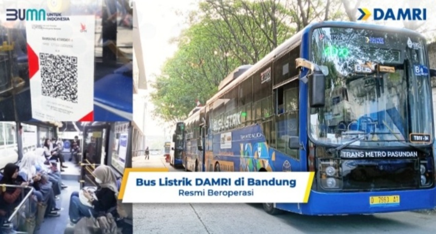 DAMRI resmikan layanan operasional bus listrik berbasis Buy The Service (BTS) di Bandung, Jawa Barat yang resmi beroperasi sejak 6 November 2023 lalu. - Image