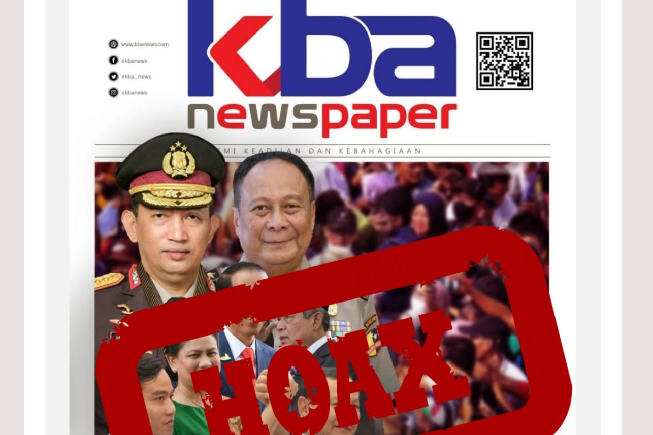 Tangkapan layar dari situs KBAnews.com yang menampilkan hoax pencatutan nama media pada buletin digital. - Image