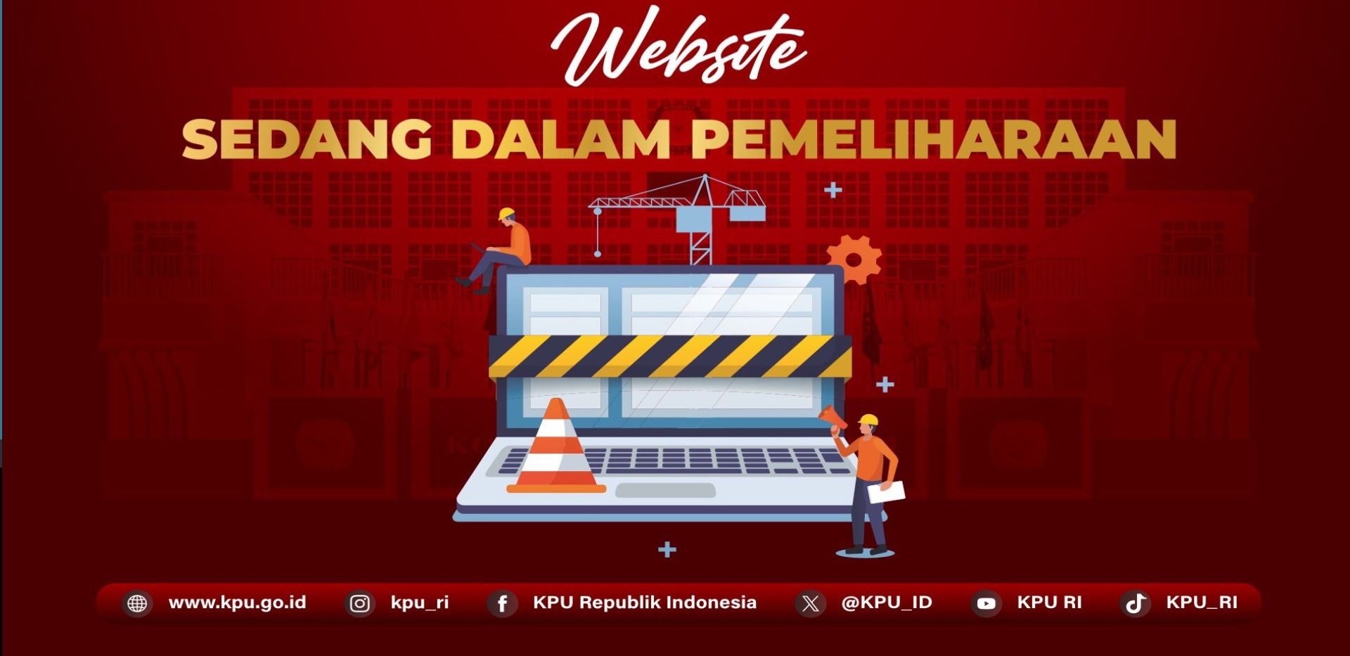 Tangkapan layar situs KPU down ketika diakses versi web pada hari pencoblosan, Rabu (14/2). - Image