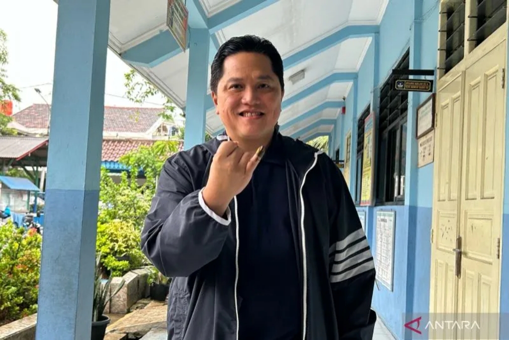 Erick Thohir seusai berpartisipasi pada pemilu 2024. - Image