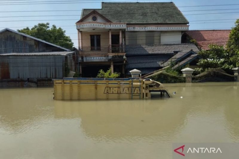 Kondisi genangan banjir di Desa Ketanjung, Kecamatan Karanganyar, Kabupaten Demak, Jawa Tengah, hingga hari ini (12/2/2024) belum juga surut. (ANTARA/Akhmad Nazaruddin Lathif) - Image