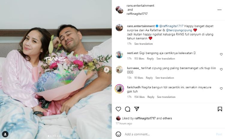 Raffi Nagita dan Surprise dari Aa dan Cipung. (Instagram @rans.entertainment) - Image