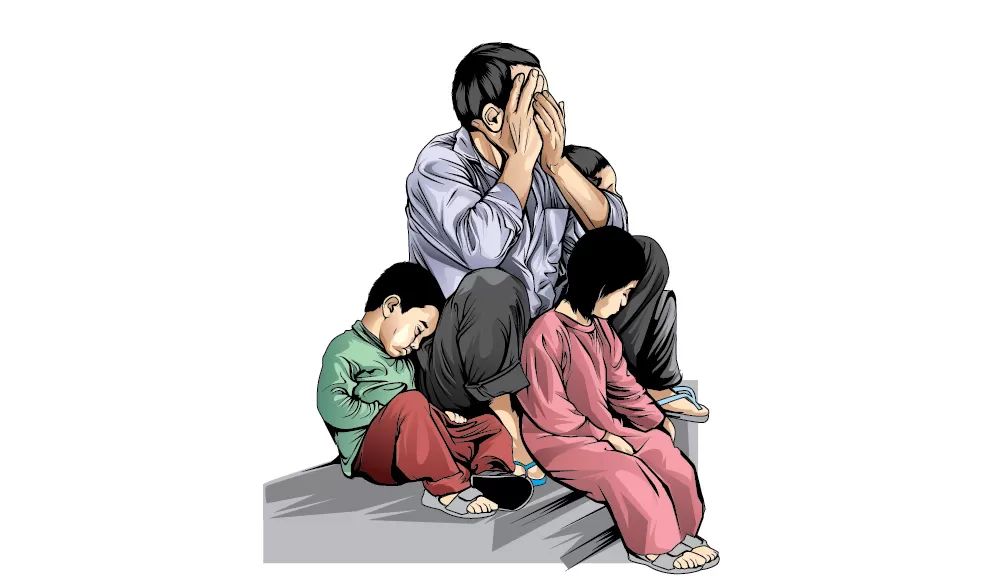 Ilustrasi kemiskinan. - Image