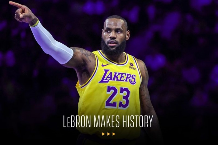 REKOR: LeBron James (LA Lakers) sebagai pemain NBA All-Star yang menuai rekor poin dalam sejarah NBA. (ANTARA/HO/NBA Indonesia) - Image