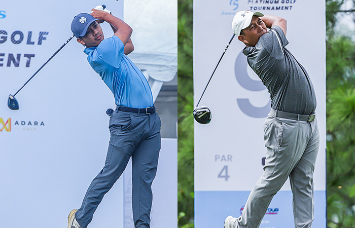 PUNCAK LEADERBOARD: Kevin Caesario Akbar (kiri) dan Sandro Bernad meraih under ar pada hari pertam seri kedua 75th Jawa Pos Platinum Golf Tournament di Parahyangan Golf Bandung kemarin (5/3). - Image