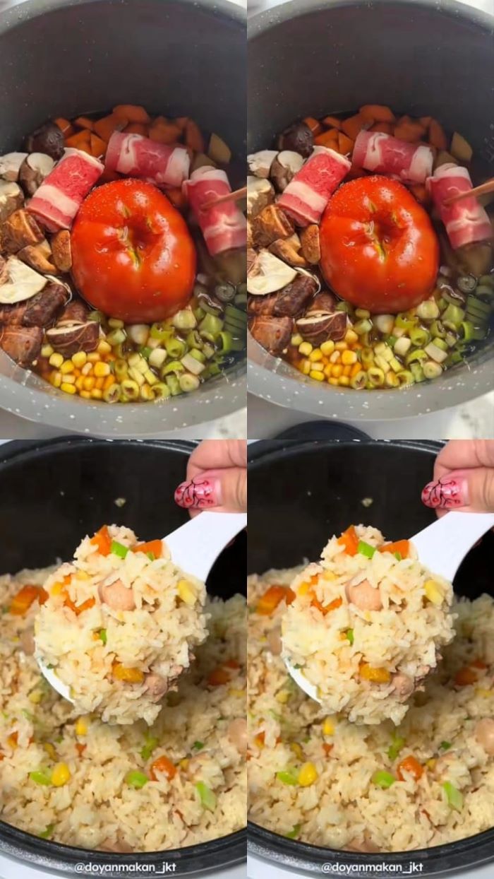 Ilustrasi menu tomato beef rice - Image