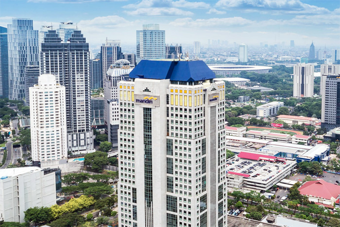 Ilustrasi Kantor Pusat Bank Mandiri Jalan Gatot Soebroto Jakarta. - Image