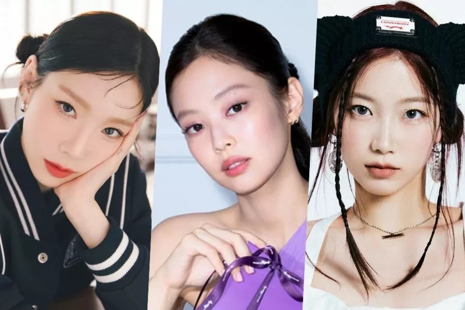 Penyanyi K-Pop Taeyeon SNSD, Jennie BLACKPINK, dan Kazuha LE SSERAFIM./Sumber foto: Soompi - Image