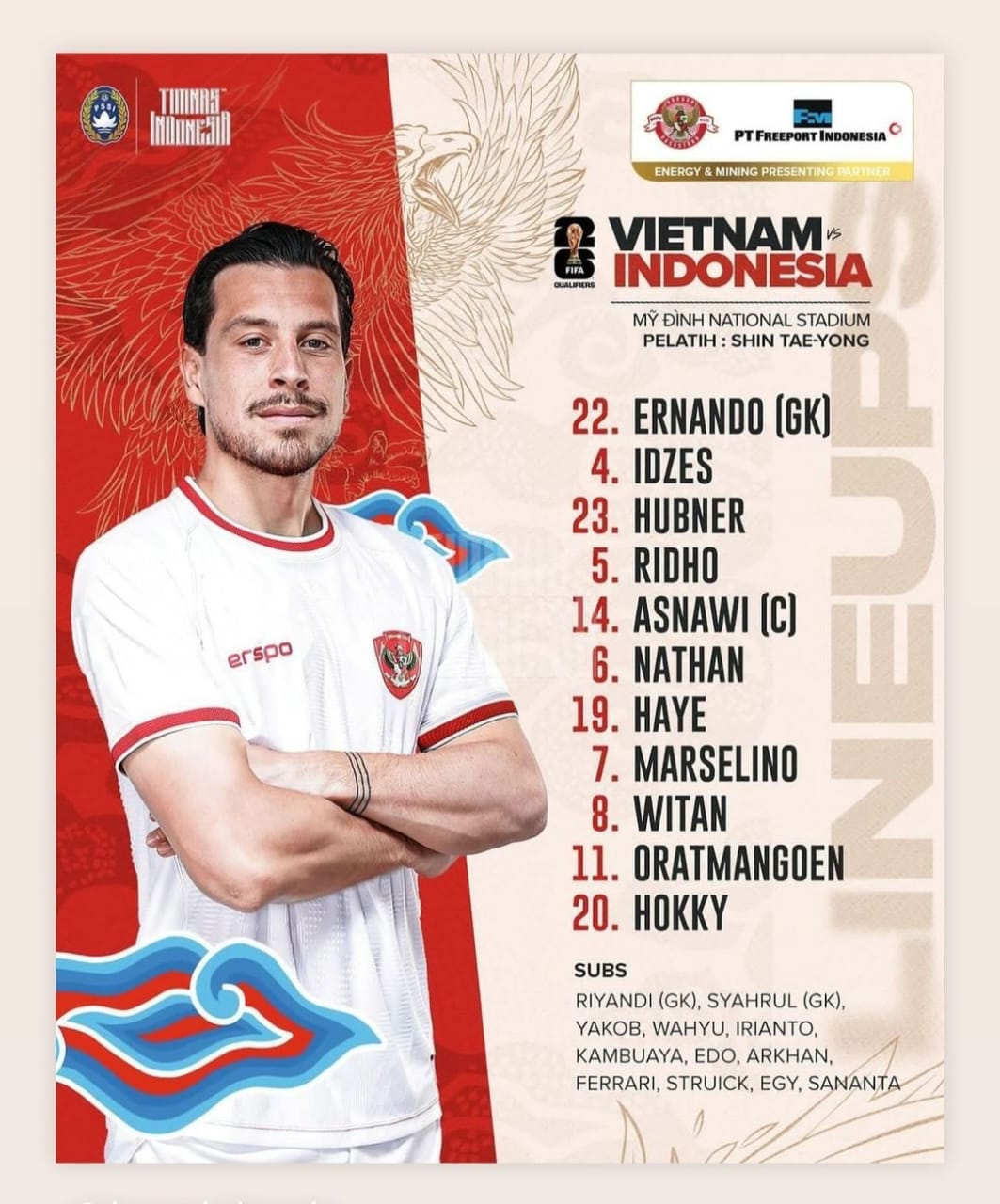Thom Haye langsung menjadi starter pada laga debutnya ketika Indonesia melawan Vietnam pada Selasa (26/3) - Image