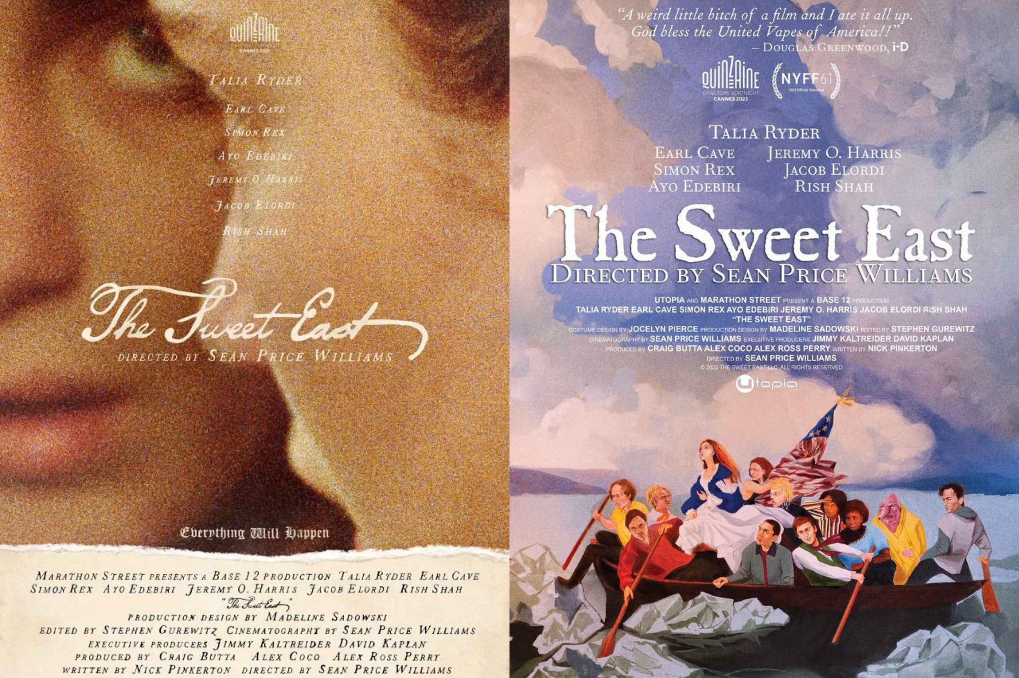 Kolase poster resmi film The Sweet East (2023) yang dibintangi oleh Jacob Elordi dan Talia Ryder./(IMDb) - Image