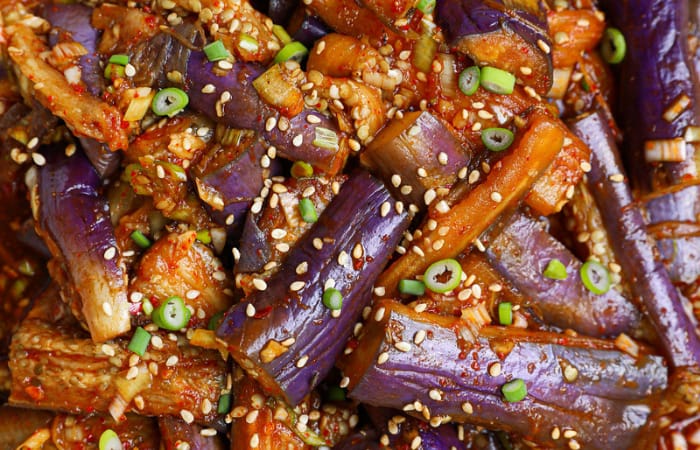 Hidangan terong bawang putih pedas ala korea (Seonkyoung Longest) - Image