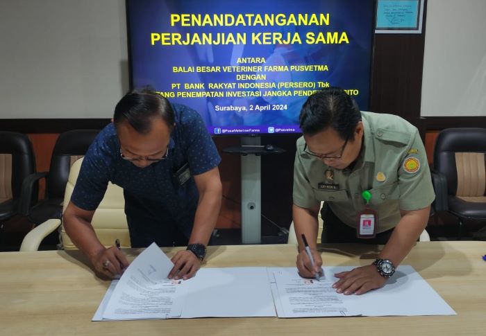 Penandatanganan kerja sama antara BRI dengan Balai Besar Veteriner Farma Pusvetma. - Image