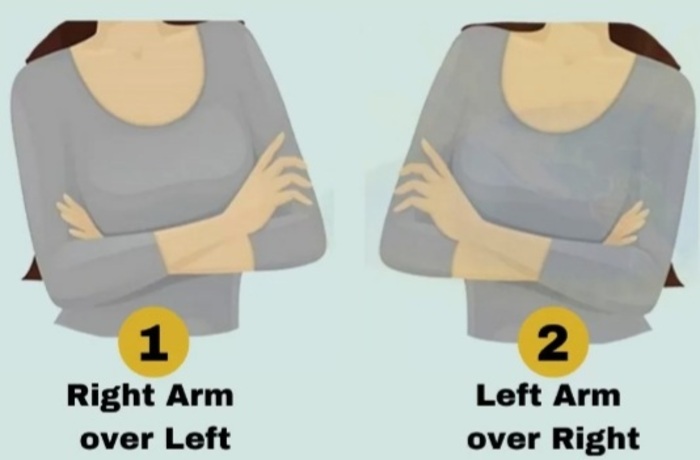 Ilustrasi cara menyilangkan tangan, yakni lengan kanan di atas lengan kiri dan lengan kiri di atas lengan kanan./ jagran josh - Image
