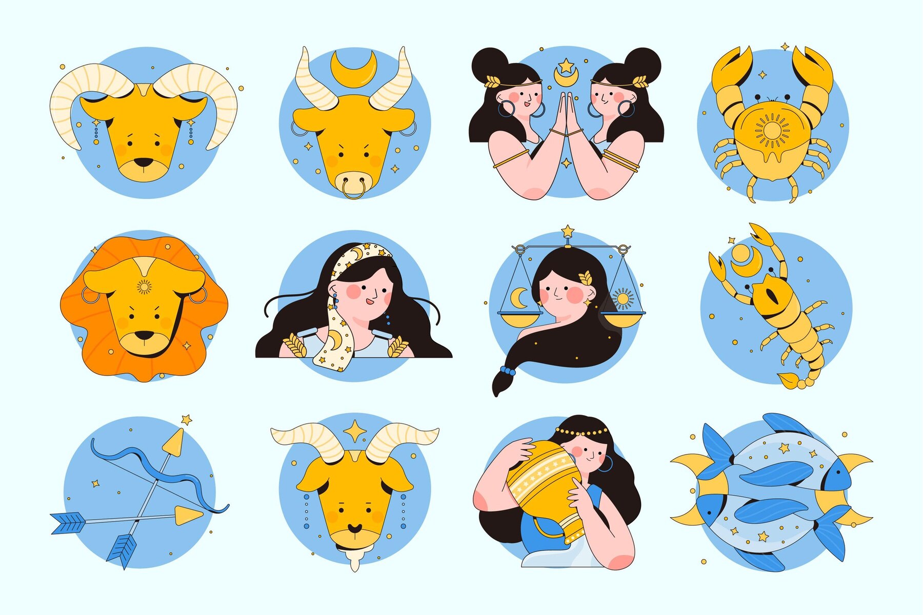 Ilustrasi tanda zodiak./(Freepik/pikisuperstar) - Image