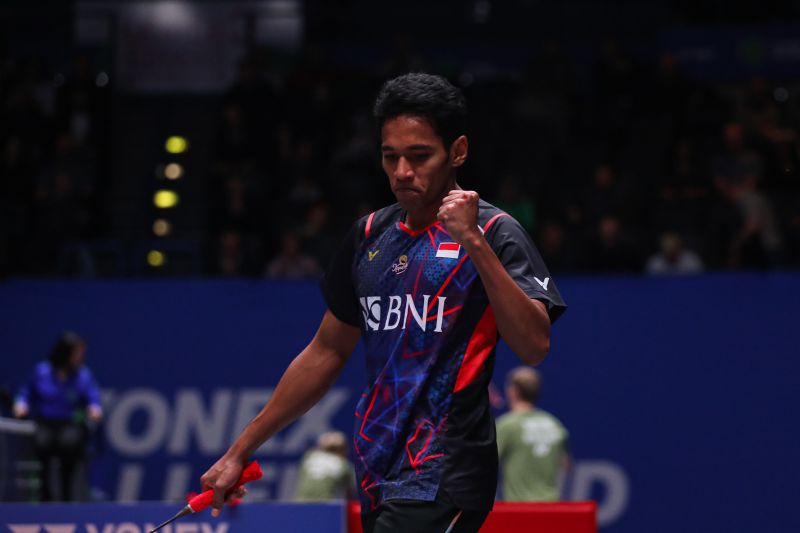 Tunggal putra Indonesia Chico Aura Dwi Wardoyo saat berlaga di babak 32 besar All England Open 2024 yang digelar di Birmingham, Inggris, Rabu (13/3/2024). (ANTARA/HO/PP PBSI) - Image