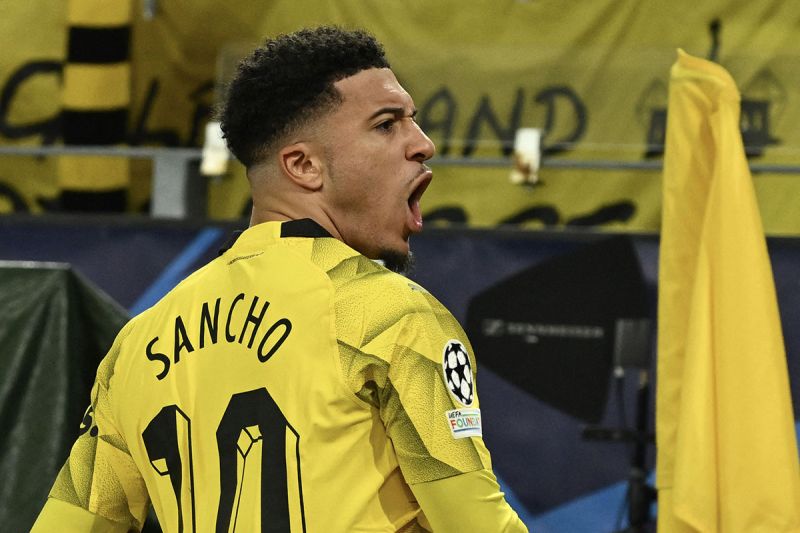Gelandang Dortmund Jadon Sancho. ANTARA/AFP/Ina Iassbender/pri. - Image