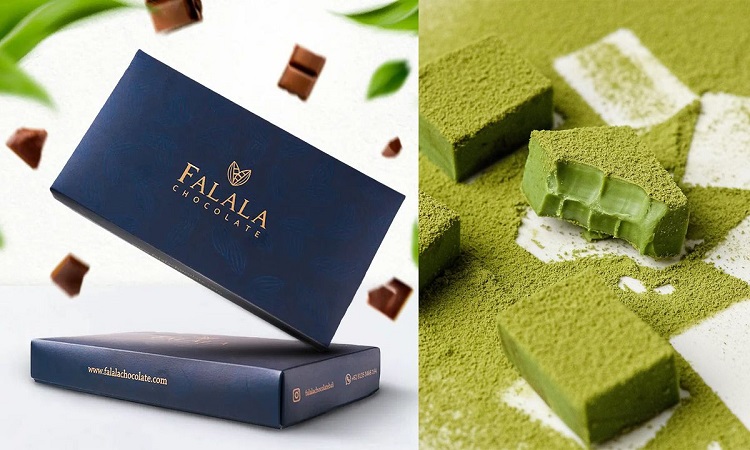 Falala chocolate ini mirip dengan chocolate bar di Jepang, berbentuk kotak-kotak dengan rasa manis gurih dan ditaburi bubuk cokelat. (dok falala) - Image