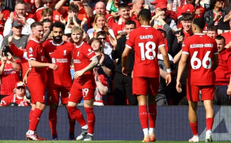 Liverpool merayakan gol mereka ke gawang Spurs (@liverpoolfc) - Image