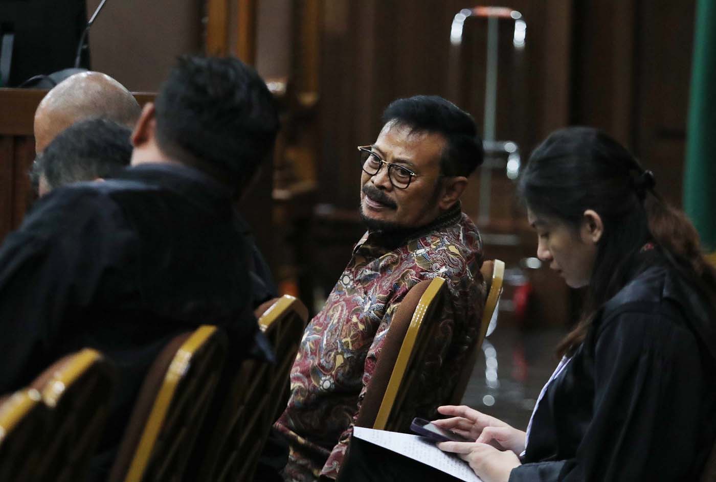 Menteri Pertanian periode 2019-2023 Syahrul Yasin Limpo (SYL) dalam sidang pemeriksaan saksi kasus pemerasan dan gratifikasi lingkungan Kementan di Pengadilan Tipikor, Jakarta, Selasa (13/5/2024). - Image