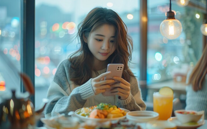 ILUSTRASI. Perempuan yang menggunakan foto artis korea di media sosial. - Image