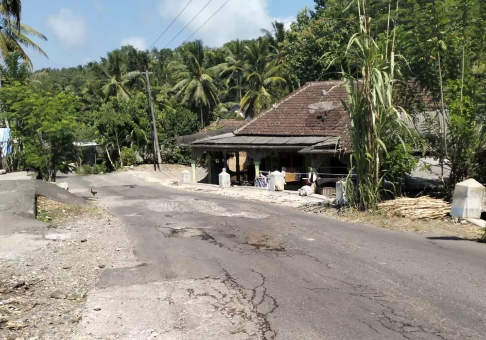BERGELOMBANG: Kondisi jalur sirip JLS Tulungagung di Desa Rejosari, Kecamatan Kalidawir, yang belum di benahi. (SUDIKAN) - Image