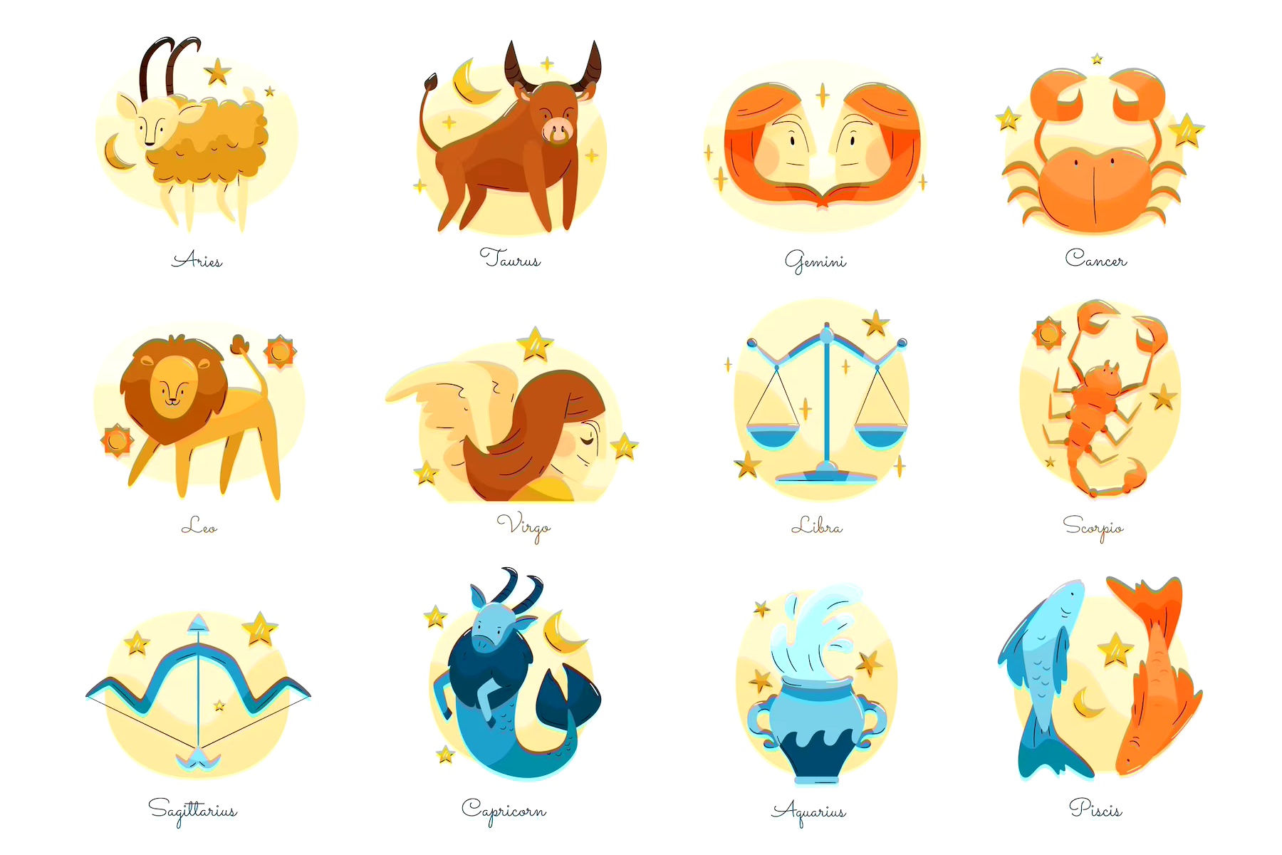 Ilustrasi simbol dan tanda zodiak./ (Freepik/pikisuperstar) - Image