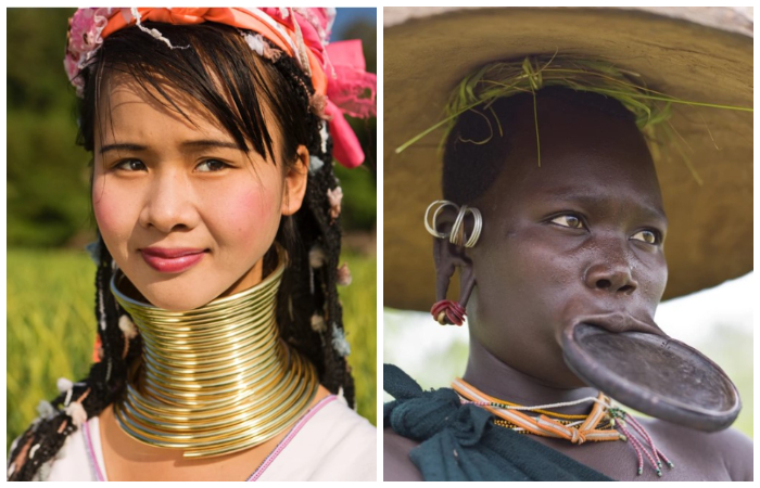 Potret perempuan yang dinilai cantik ideal di Myanmar (kiri) dan Etiopia (kanan) (Brightside.me) - Image