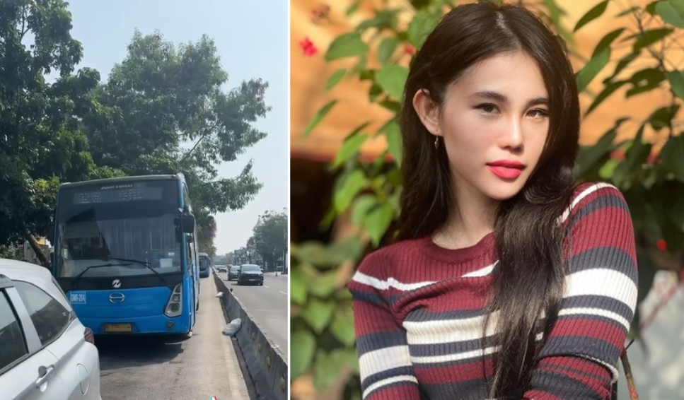 Seleb TikTok Zoe Levana mengunggah rekaman saat mobilnya terjebak di jalur TransJakarta. (Foto: Kolase PMJ News) - Image