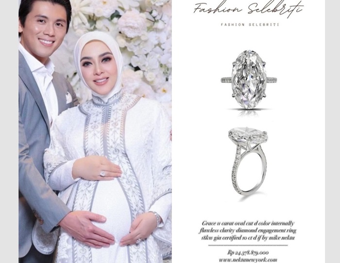 Syahrini menggunakan cincin seharga Rp 24 miliar saat umumkan kehamilan. - Image