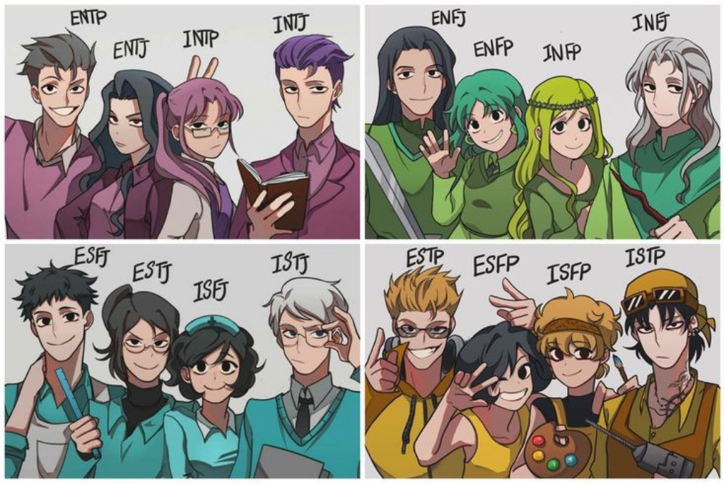 Ilustrasi fanart 16 tipe MBTI. - Image