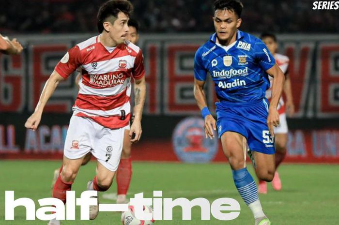 IMBANG: Babak pertama final Leg 2 Championship Series masih belum ada gol yang tercipta antara Madura United dan Persib Bandung. (Madura United) - Image