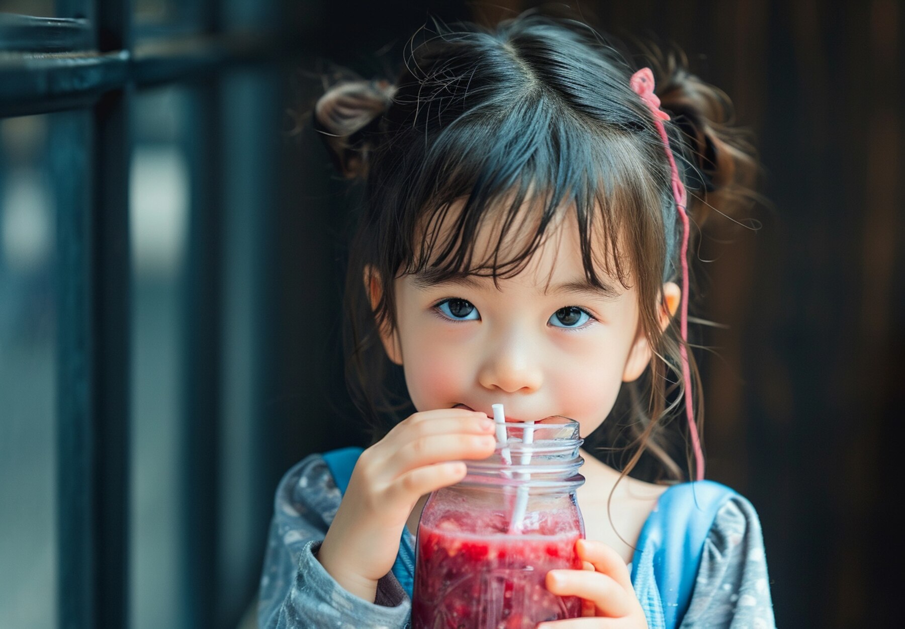 Ilustrasi anak yang sedang meminum jus. /Sumber Foto: (Freepik) - Image
