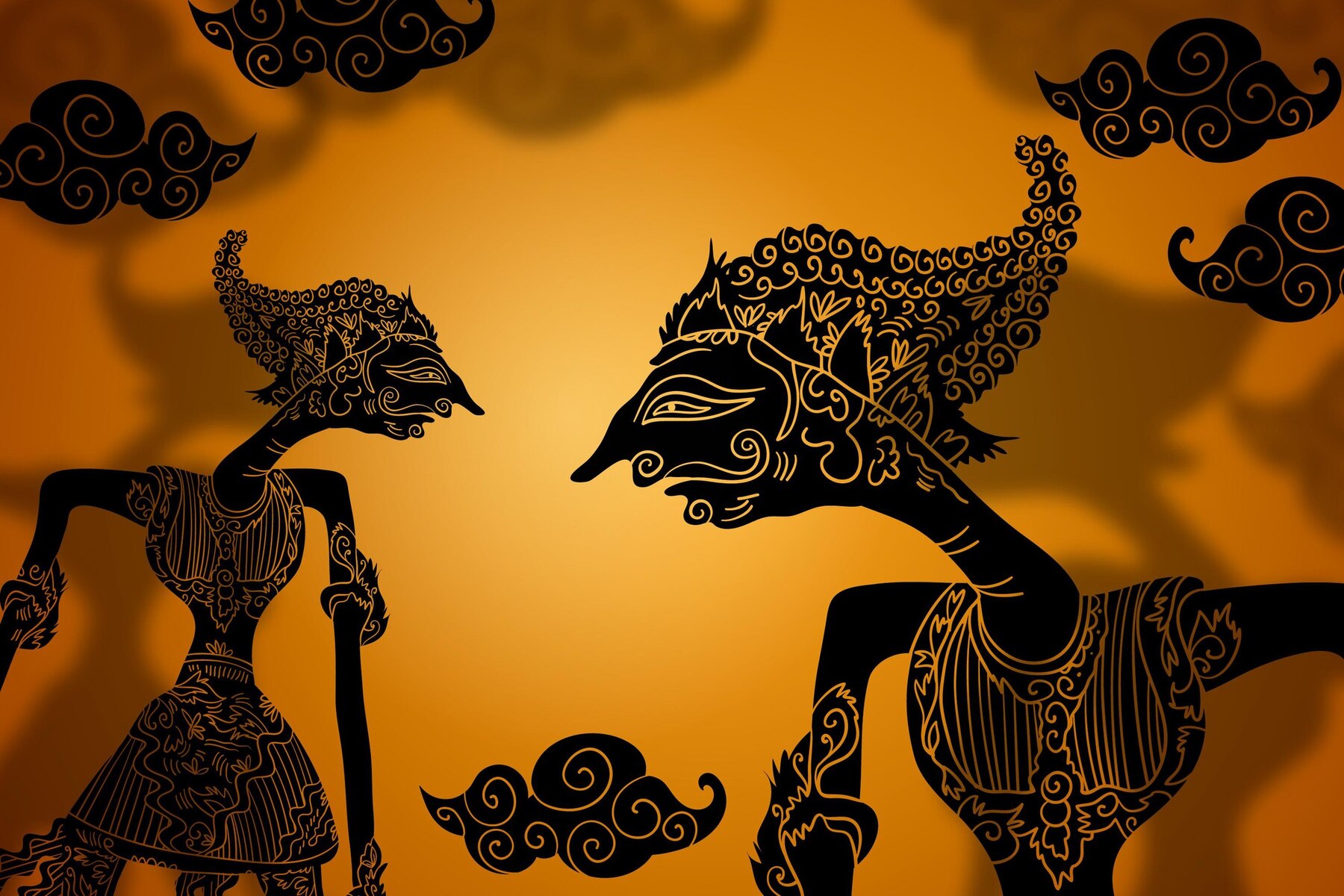 Ilustrasi wayang kulit yang termasuk kebudayaan Jawa. /Sumber Foto: (Freepik) - Image