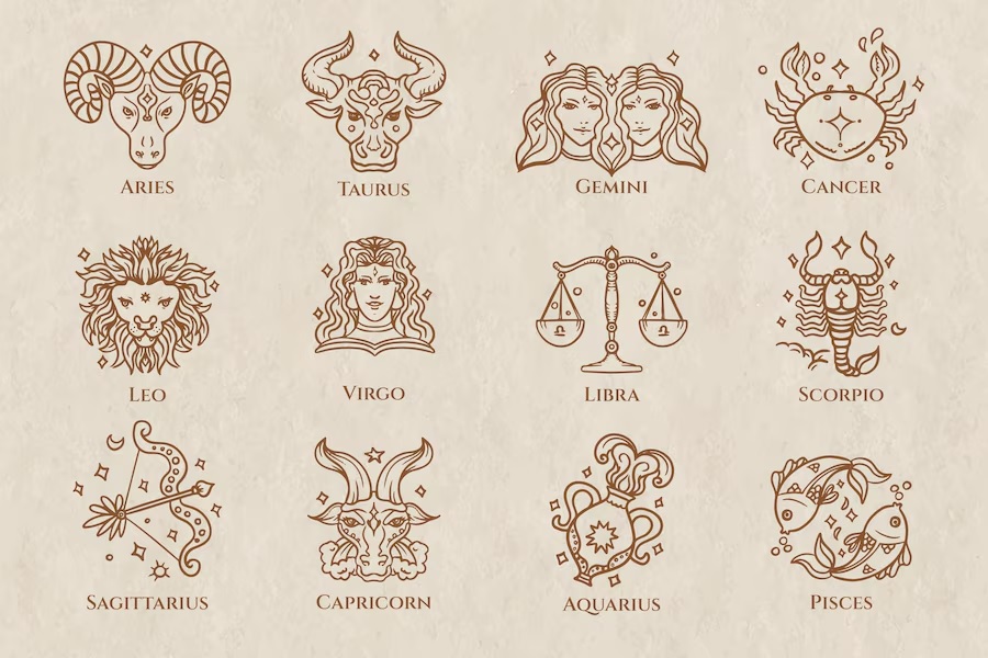 Ilustrasi lambang 12 zodiak. (Freepik) - Image