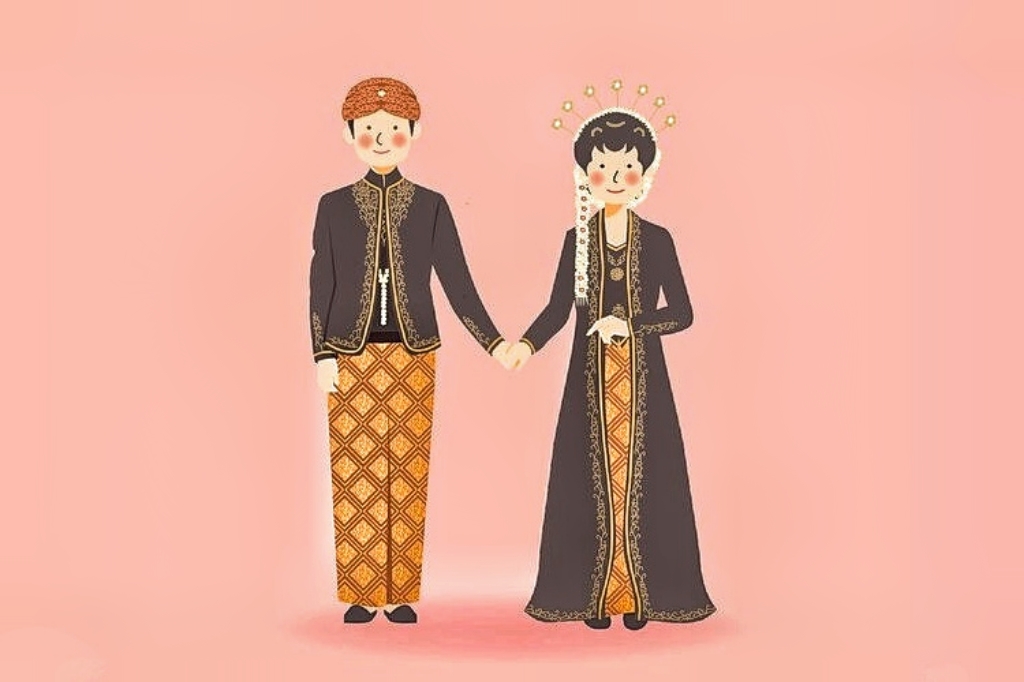 Ilustrasi pasangan pengantin Jawa. Sumber Foto: (Freepik/pietapot) - Image