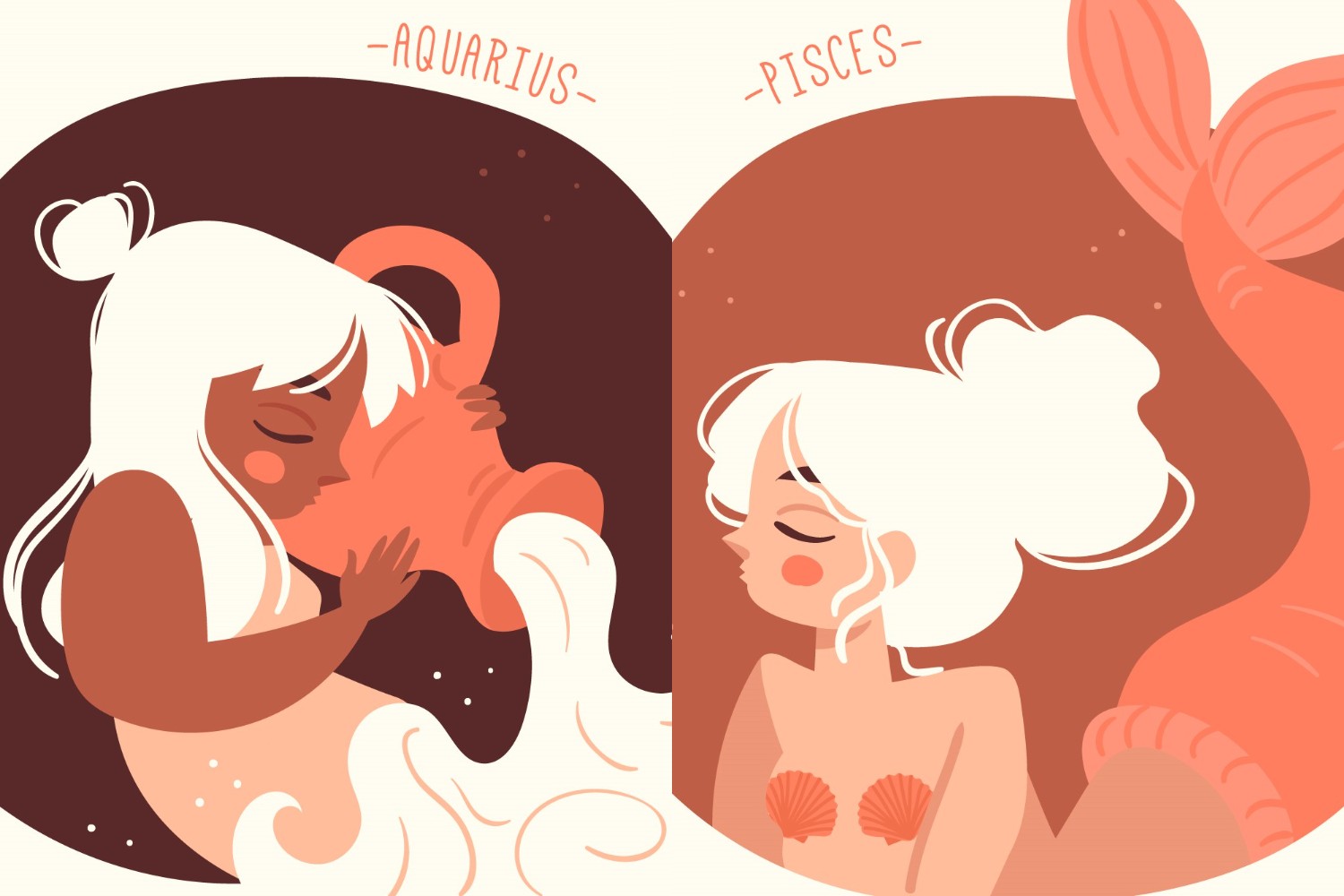 Ilustrasi zodiak Aquarius dan Pisces. (Freepik) - Image