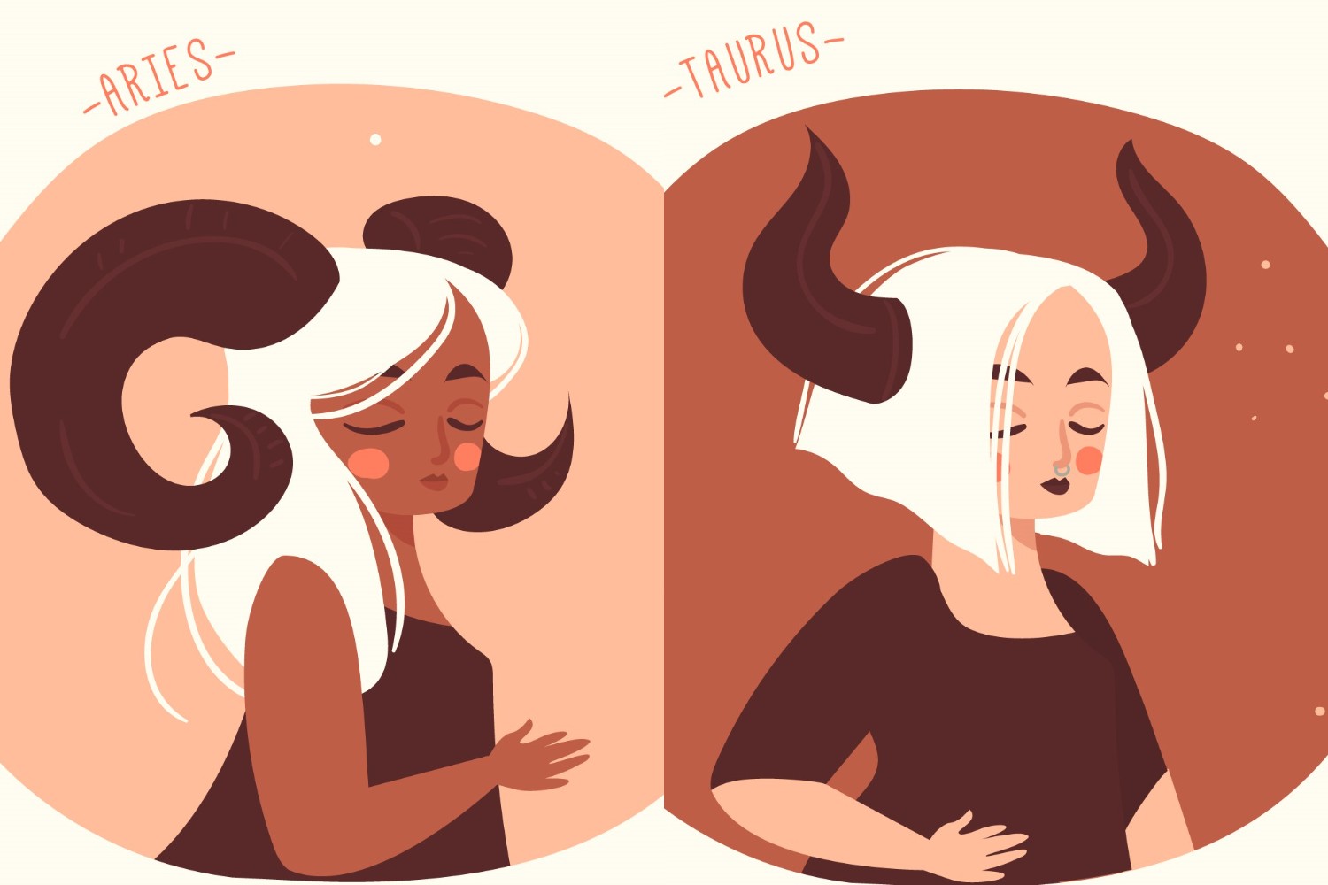 Ilustrasi zodiak Aries dan Taurus. (Freepik) - Image