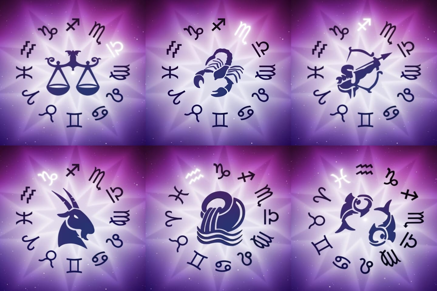 Ilustrasi zodiak Libra, Scorpio, Sagitarius, Capricorn, Aquarius, dan Pisces. (Pinkvilla) - Image