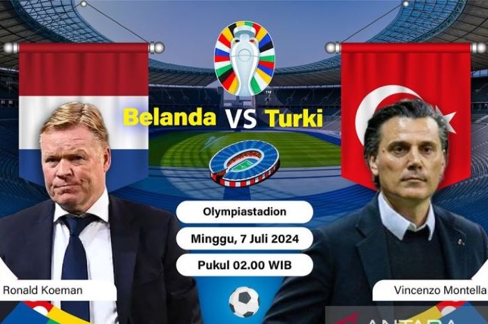 Babak perempat final Piala Eropa 2024 Belanda vs Turki. (Antara) - Image